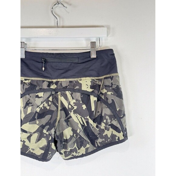 Lululemon Womens Short Green Speed Camouflage Athletic Running Stretch Size 4 - Picture 8 of 10